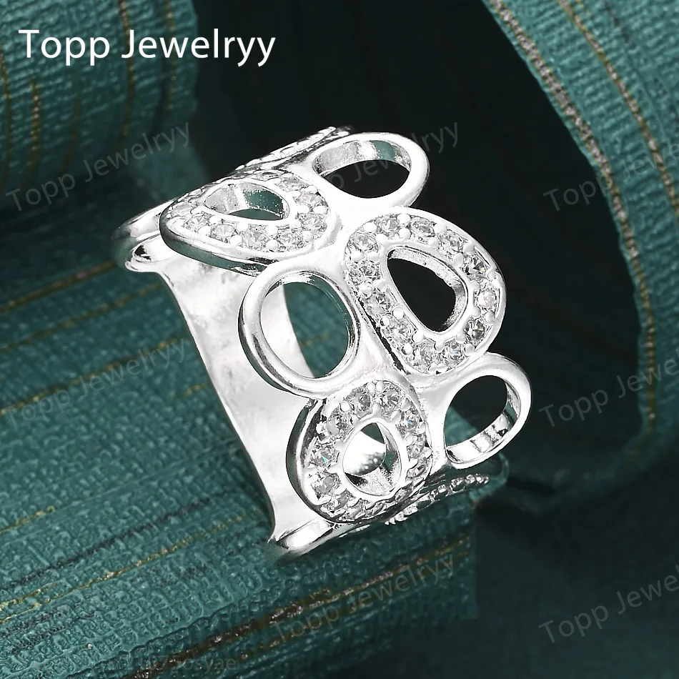 

Стильное украшение из стерлингового серебра 925 пробы 7-10 # Изысканное круглое кольцо с цирконием, женские ювелирные украшения для помолвки и вечеринок