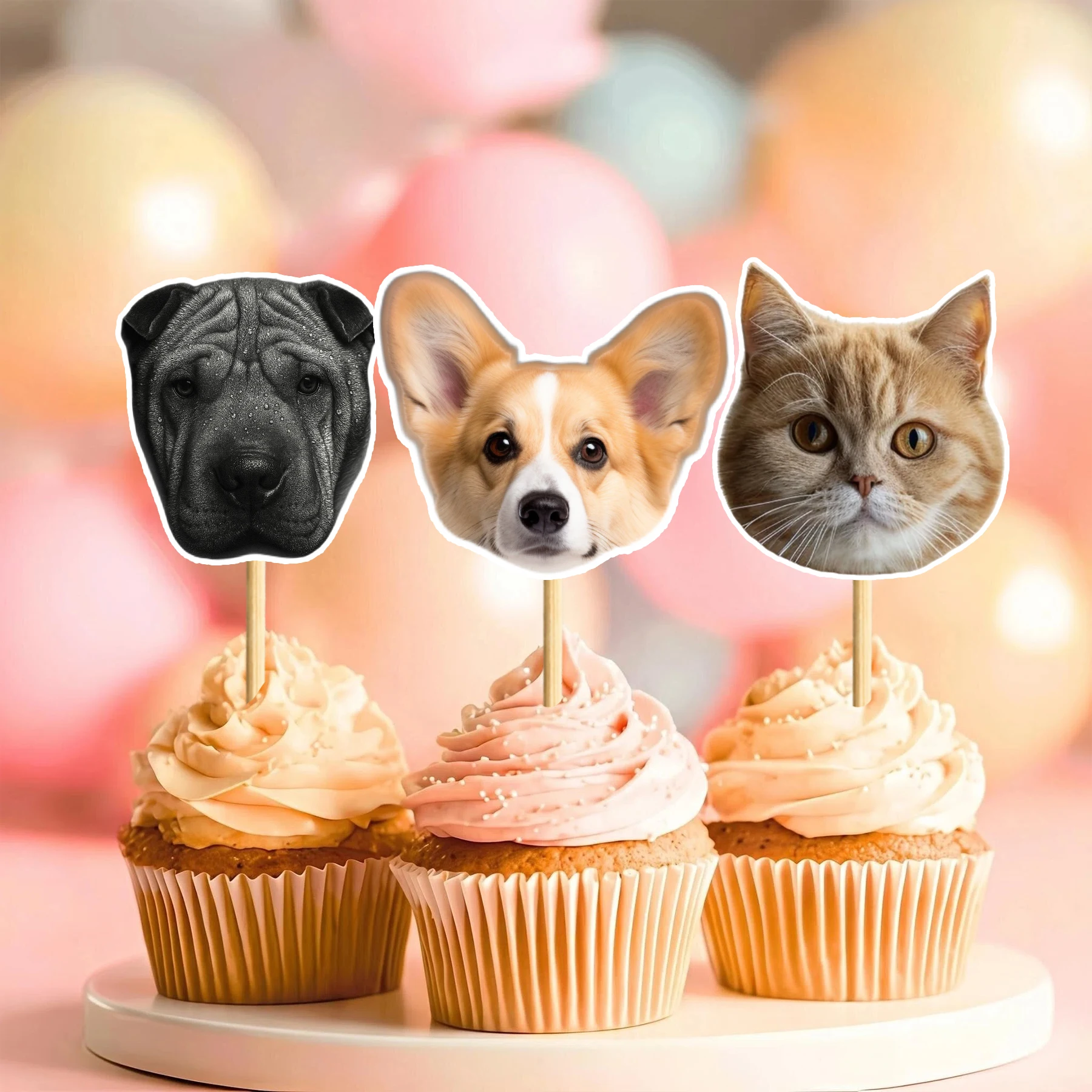 Personalisierte Papier-Cupcake-Topper, Individuelle Gesichts-Motiv Geburtstagsparty Cupcake-Dekorationen & Personalisierte Foto-Party-Dekorationen – Detail 6