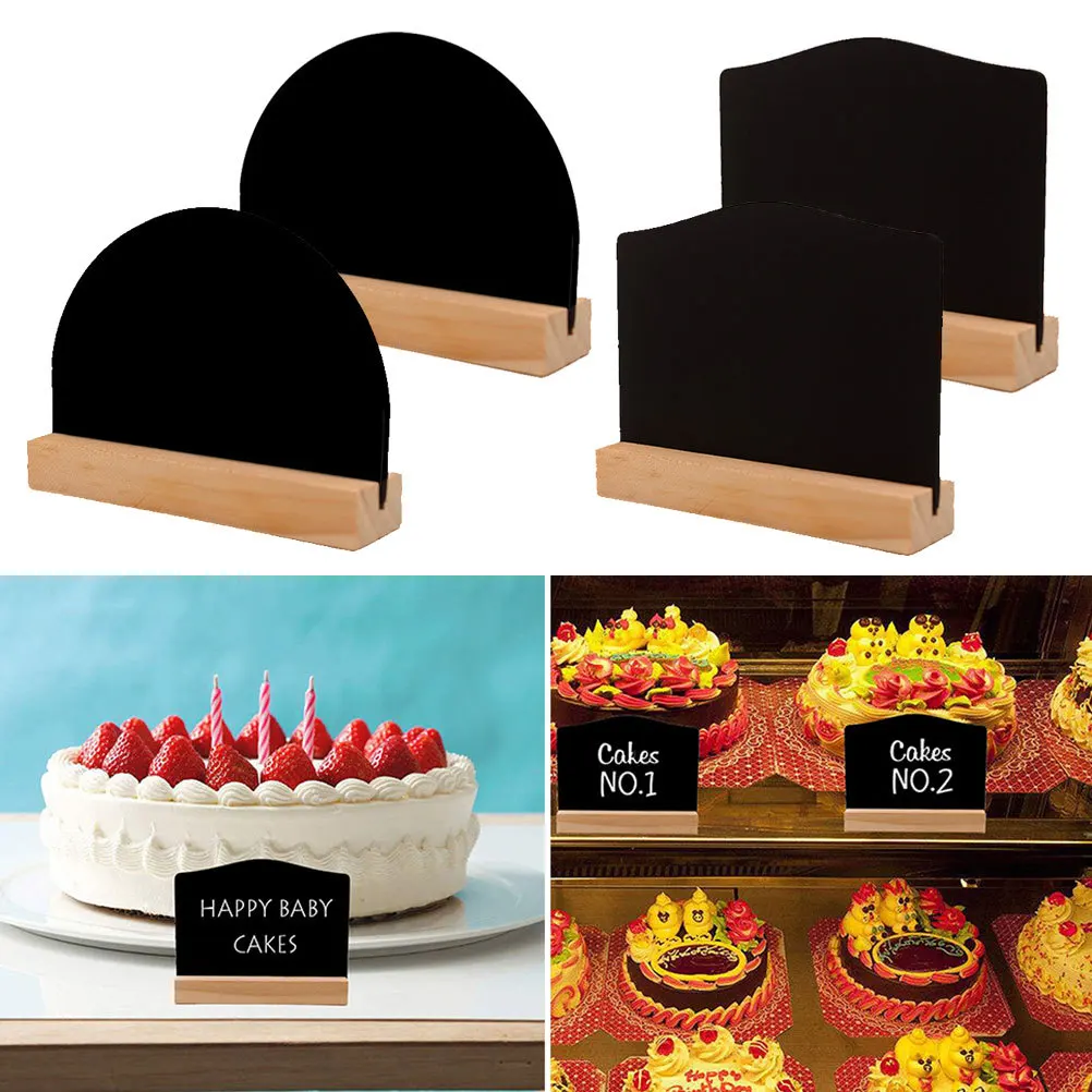 

4Pcs Two Side Blackboard Wooden Chalkboards for Party Weddings Crafts Signage Garden Decor Semicircle Style Wipe