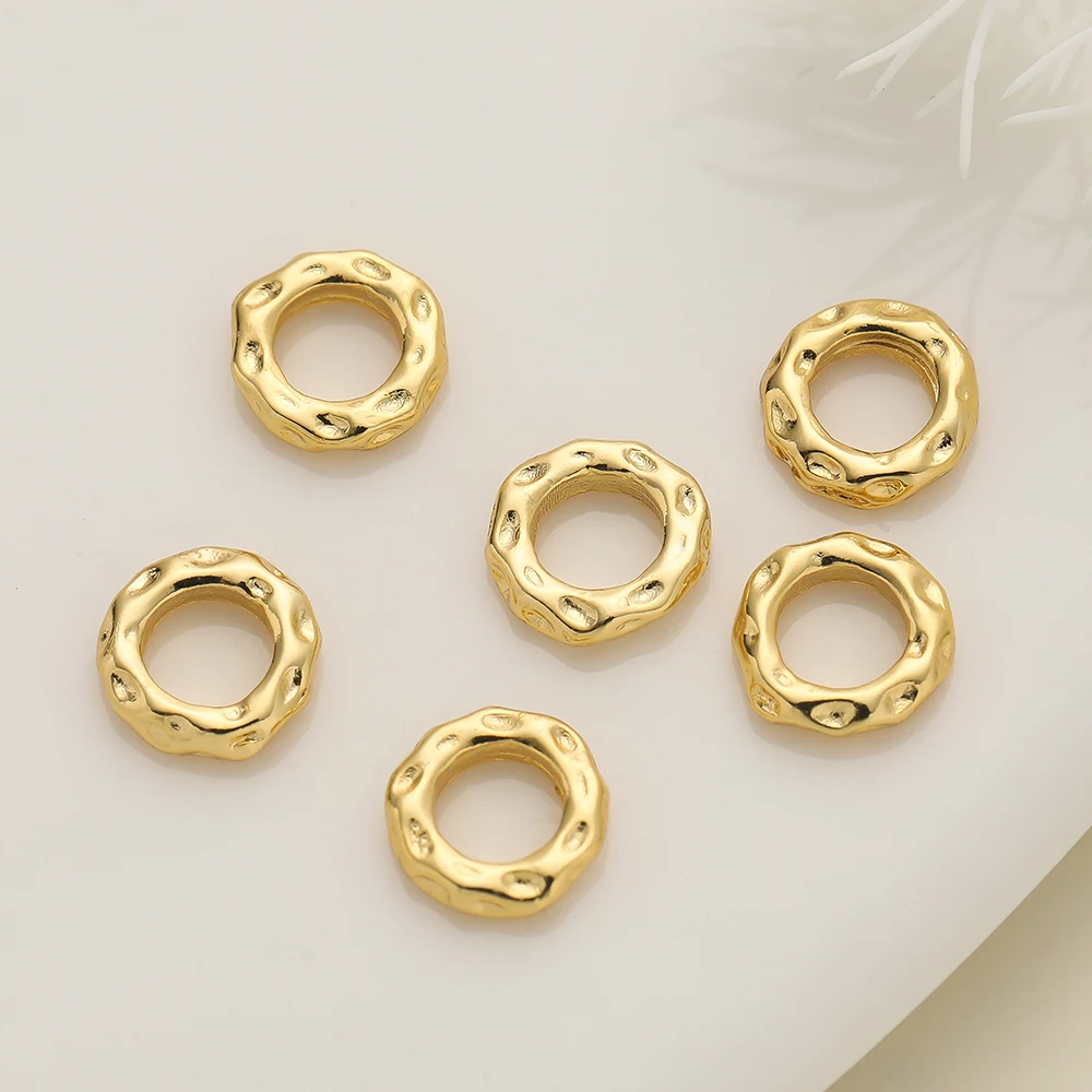 5Pcs/Pack 14/18k Gold Color Plated Big Hole Round Spacer Beads Cap for Jewelry Making Bracelet Necklace DIY Accessories image 3