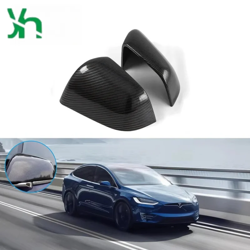 Adecuado para la cubierta del espejo retrovisor del coche Tesla, tapa del espejo retrovisor, piezas de automóvil con patrón de fibra de carbono