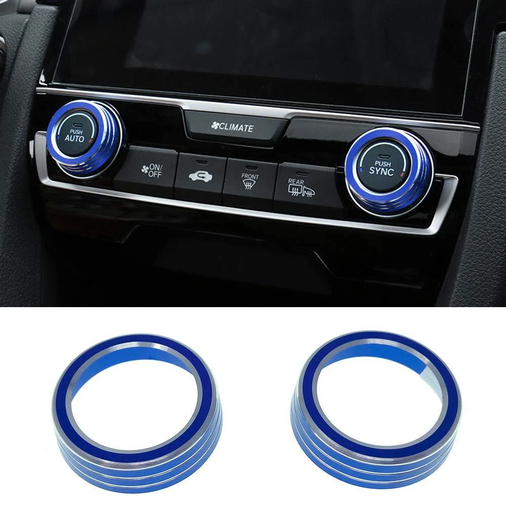 ​AC Knob Rings Climate Temperature Control Air Conditioning Switch Cover Trim for Honda 10th Gen Civic 2016 2017 2018 2019 2020