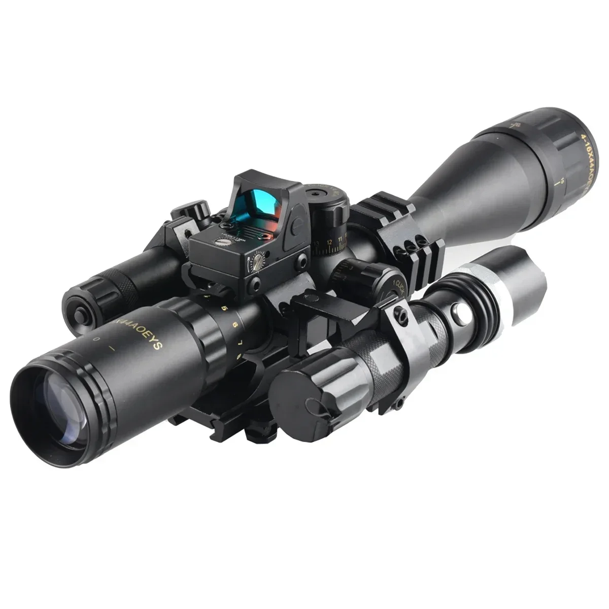 Tactical 4-16x44AOEYS Hunting Scopes Red/green Laser Dot Flashlight Combo Riflescope Outdoor Shooting Airsoft Sight Scope - view 6