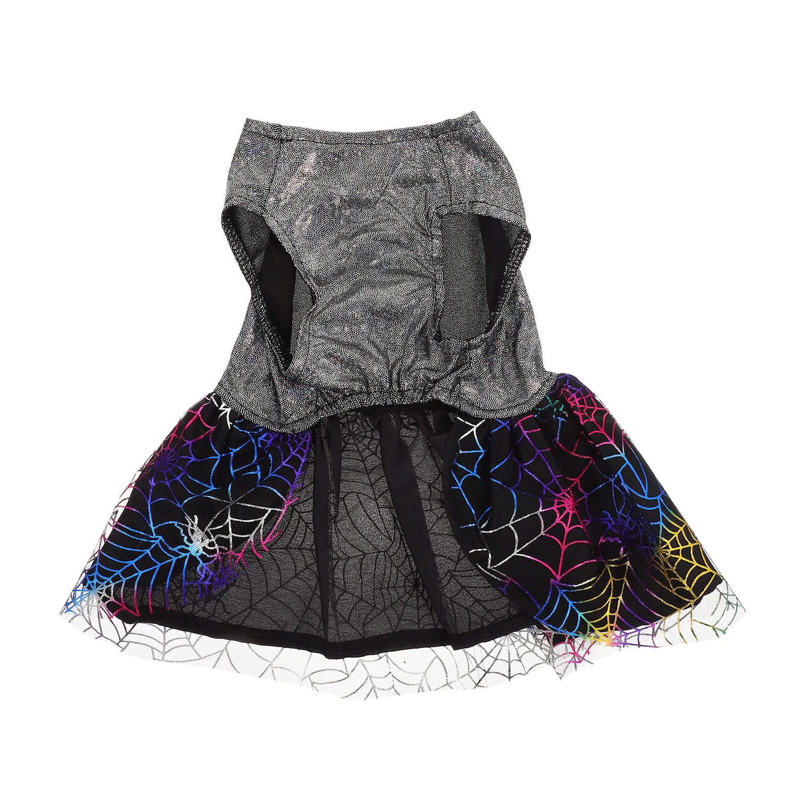 

Halloween Dog Dress Stylish Skirt Lightweight Comfortable Polyester Spiderweb Printing Party Outfit Reusable Pet Clothes Dog