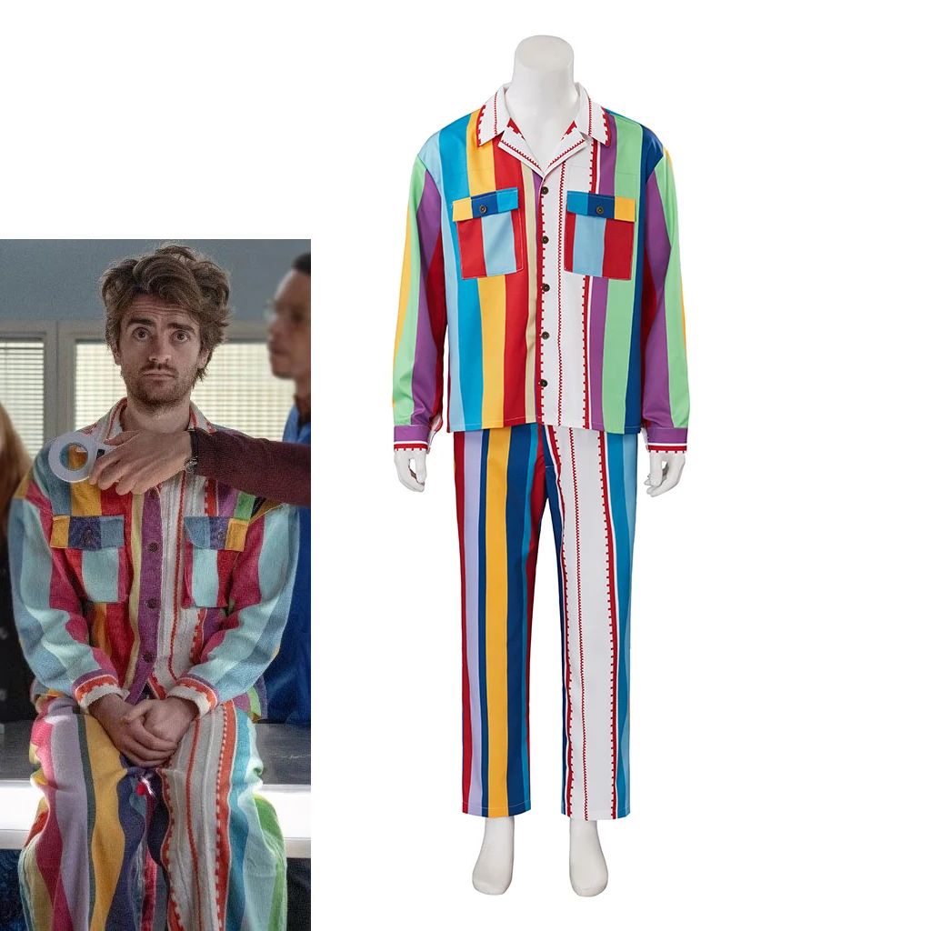 

Extraordinary Jizzlord Cosplay Costume Striped Pajamas Luke Rollason Multicolor Suit Adult Male Halloween Party Carnival Outfits