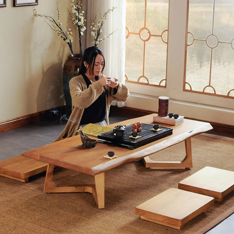 Japanese Tatami Tea Table And Chairs Zen Tea Room Sitting Tea Table All Solid Wood Logs