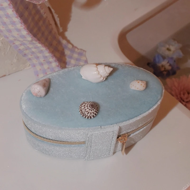 صندوق مجوهرات على شكل صدفة محارة طبيعية، منظم خاتم وسوار لطيف، صندوق تخزين محمول رائع، حاوية تزيين على شكل صدفة #3