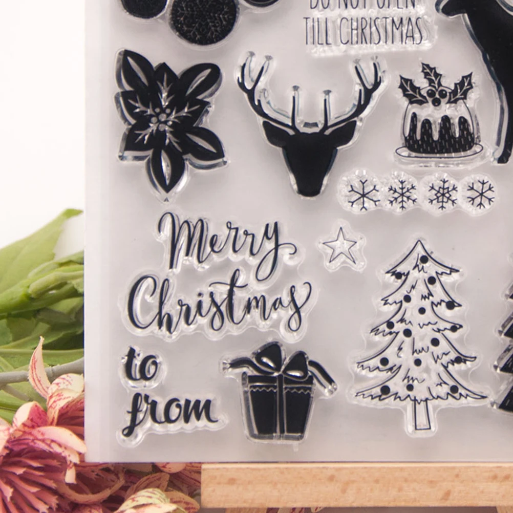

Clear Transparent Silicone Cling Stamp Set Durable Tpr Material Diy Scrapbooking Christmas Theme Decoration Photo Album