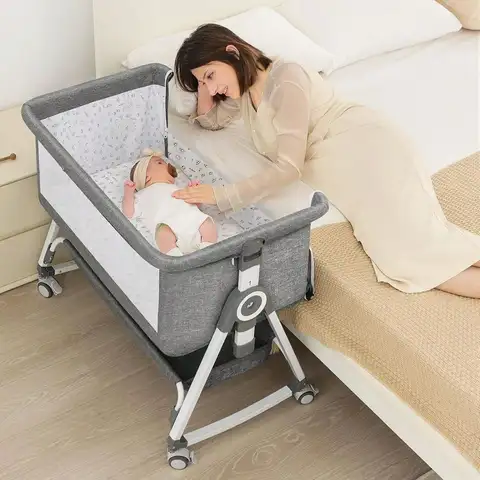 Baby Bassinet, Bedside Bassinet For Baby, 5 In 1 Bassinet Bedside Sleeper With Locked Wheels, Mosquito Net, Storage Basket, Adj