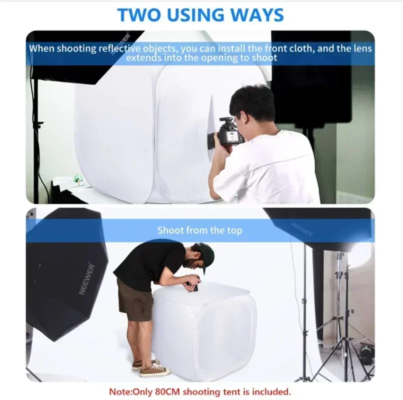 مجموعة صندوق ناعم لخيمة التصوير الفوتوغرافي مع خلفية (أحمر أزرق داكن أسود أبيض) للتصوير الفوتوغرافي