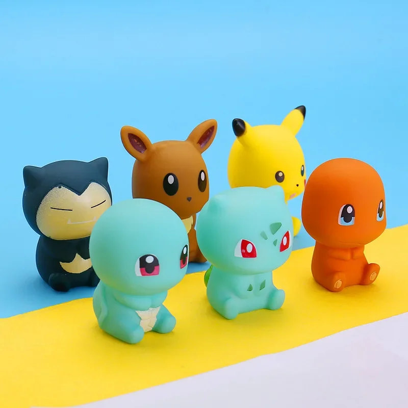 Pokemon Cartoon Pikachu Bulbasaur Charmander Squirtle Eevee Snorlax Anime Figures Vocal Bath Toys for Kids Baby Bathroom Toys