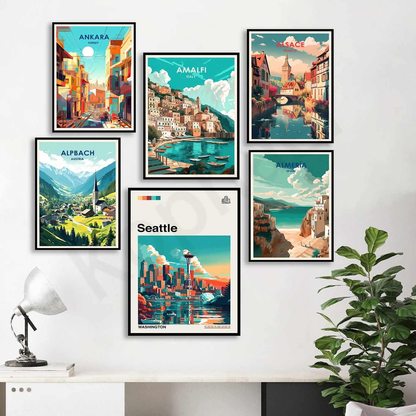 

Seattle St. Augustine Avignon Appenzell Ankara Anaheim Amalfi Alsace Alpbach Almeria Alberobello City Travel Landscape Poster