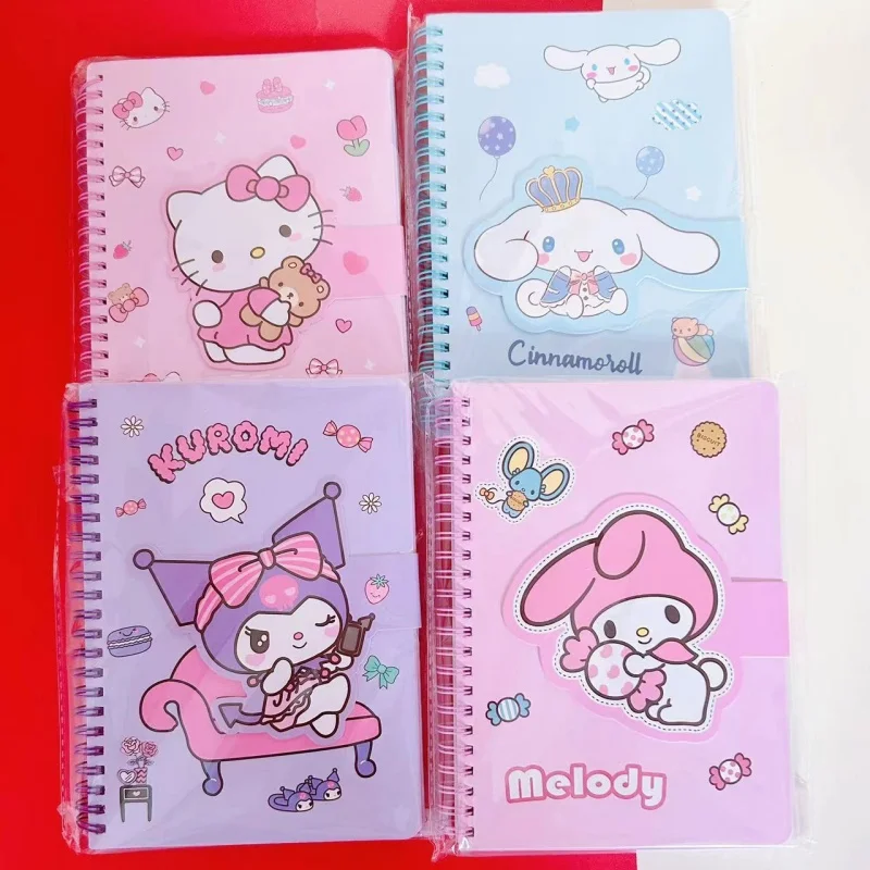 

4pcs/lot Sanrio Kuromi Melody Memo Pad Sticky Notes Coil Notebook Stationery Label Notepad Planner Sticker Post School Supply