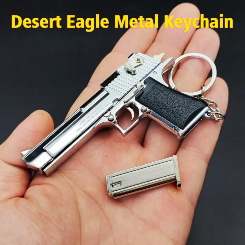 

New PUBG 1:3 Desert Eagle Metal Gun Model Toy Pistol Keychain Pendant Gift Decoration Crafts Figurines & Miniature Decompression