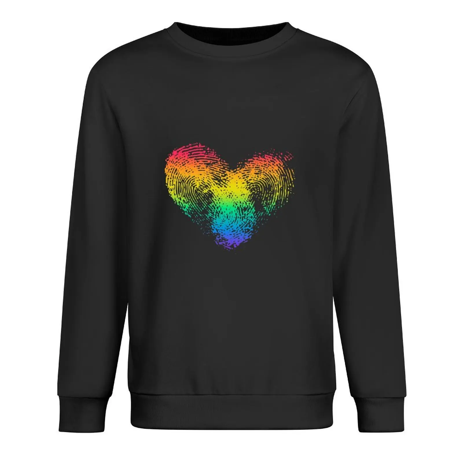 

Conceptual print with fingerprint rainbow heart Pullover men clothes men's winter sweater mens clothing men sweatshirt