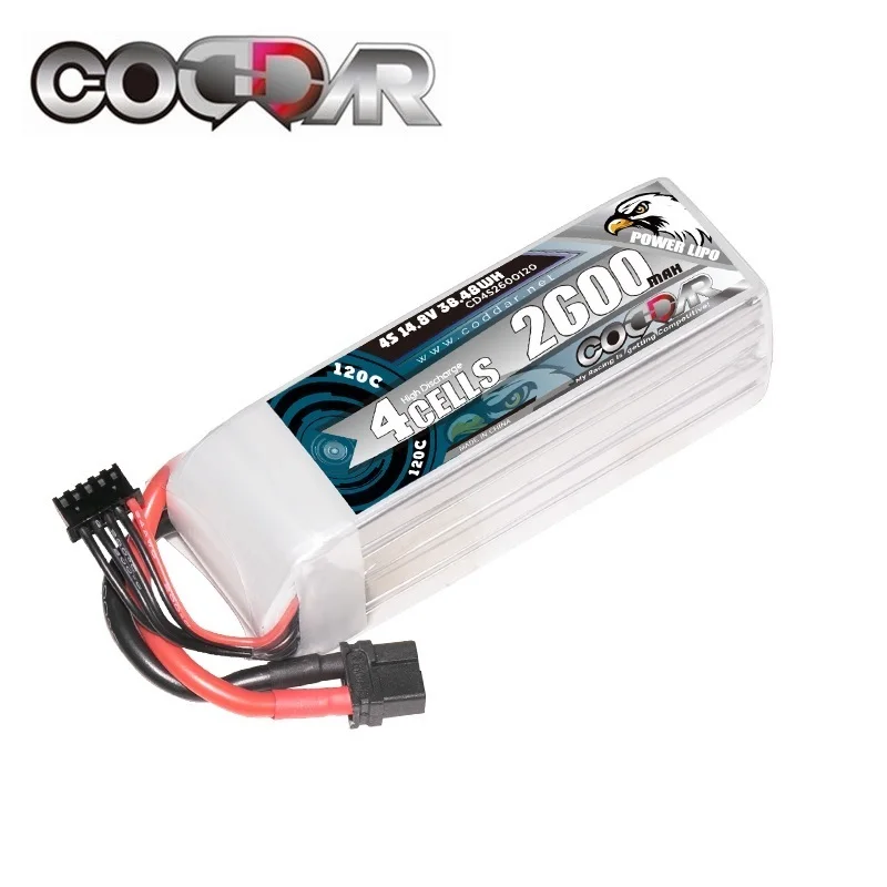 

CODDAR 4S 2600mah 14.8V Lipo Battery 120C With XT30/XT60/XT90 For RC Drone frame Remote Control FPV Quadcopter Boat Helicopter