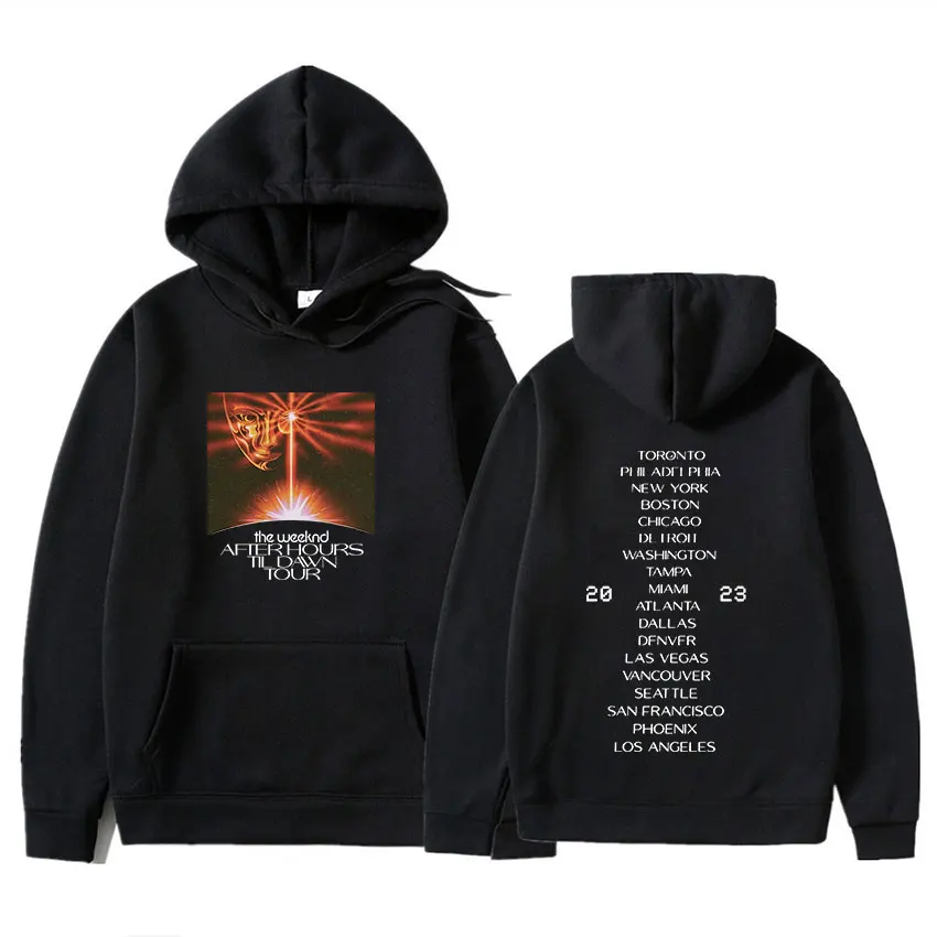 Der weeknd Hoodie Vintage nach Stunden bis zum Morgengrauen Tour 2023 Print Sweatshirt Männer Frauen Mode Hip Hop übergroße Hoodies Streetwear