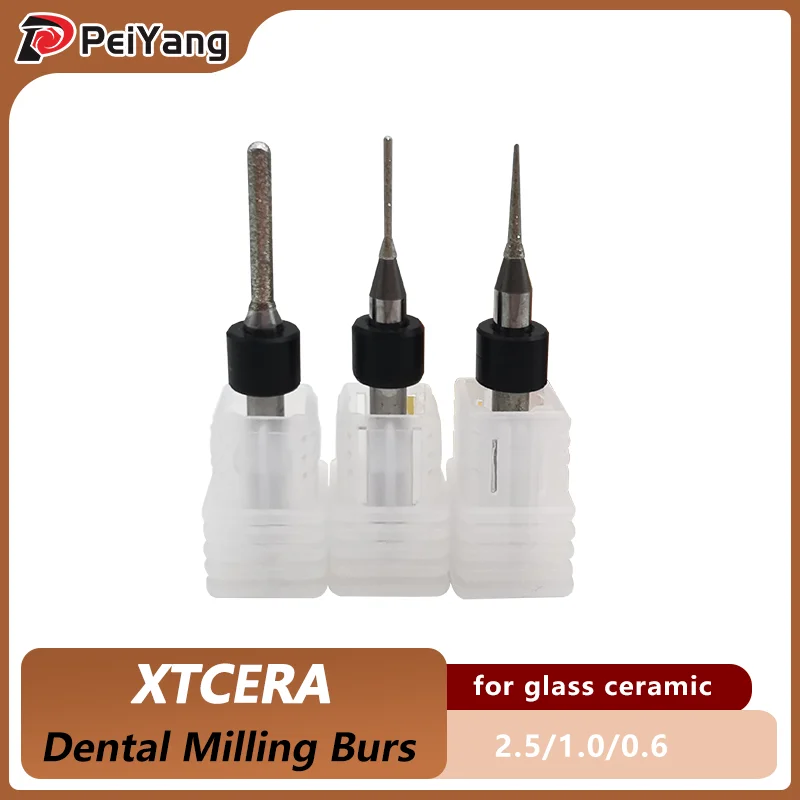

XTCERA Milling Burs for Lithium Disilicate Dental Lab Milling Burs Glass Ceramics D3/D6 2.5mm 1.0mm 0.6mm Tools
