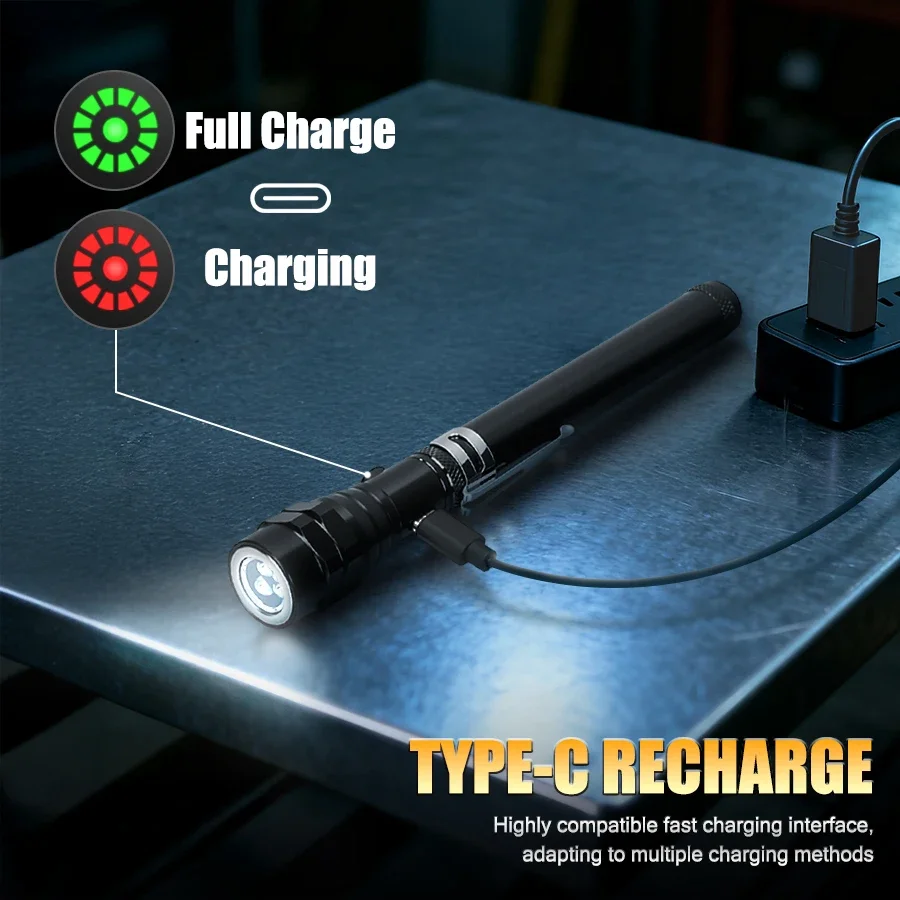 3 LED Multifunctional Telescopic Work Light, Bendable Magnetic Flashlight with Gooseneck for Car Repair Camping, Corner Picking