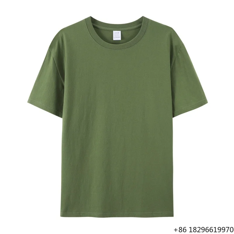 Summer Men's Round Neck Heavy Weight T Shirt 100% Cotton Plain Short Sleeve Top Casual Man Breathable Apparel Gym