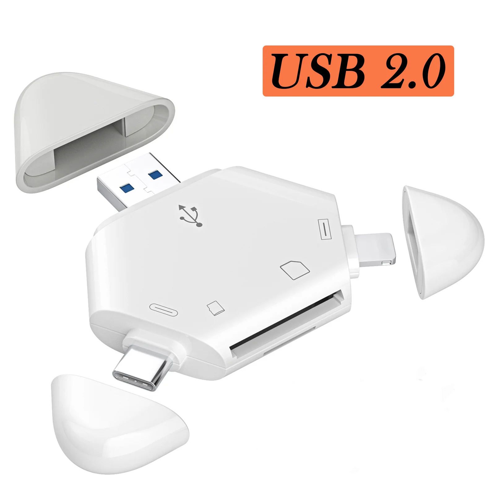 USB 2.0 Card Reader 3-in-1 - Read SD/TF Cards on iPhone/Android/PC High Speed Memory Card Adapter for PC Laptop Camera