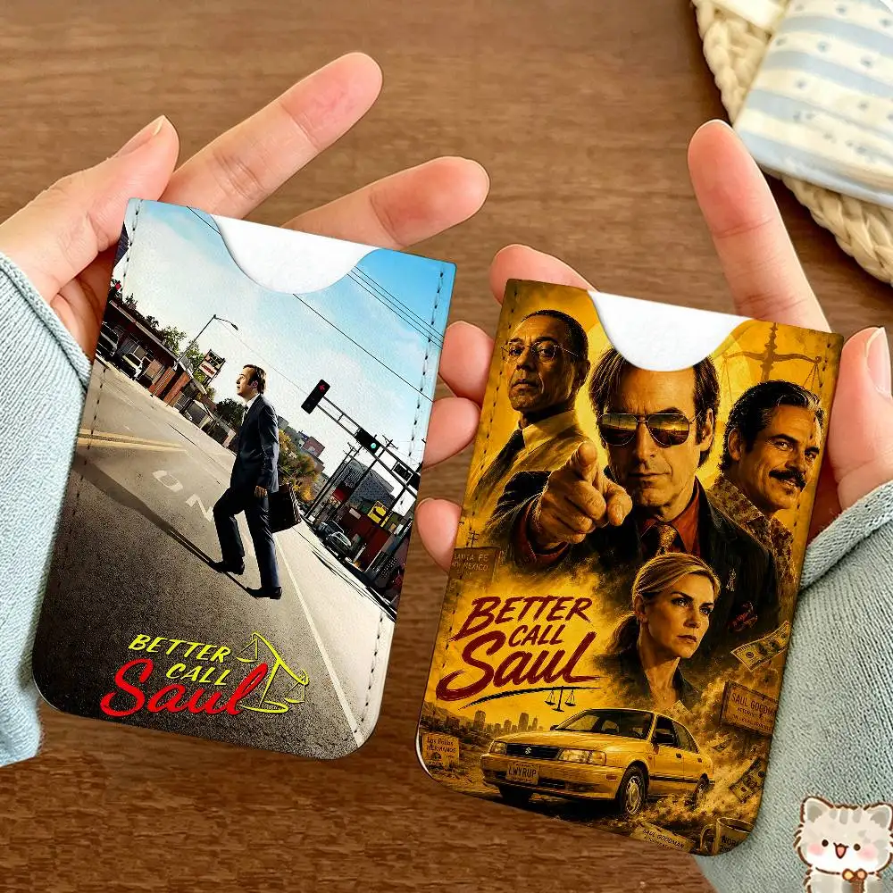 Classic Better Call Saul Lightweight Leather Card Holder Palm Pattern Protective Cover for Bus Card ID Card Compact Size