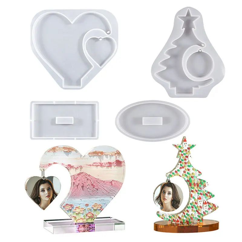 Love Heart Photo Frame Silicone Mold DIY Epoxy Resin Casting Mould For Christmas Tree Ornament Handmade Home Decor Crafts