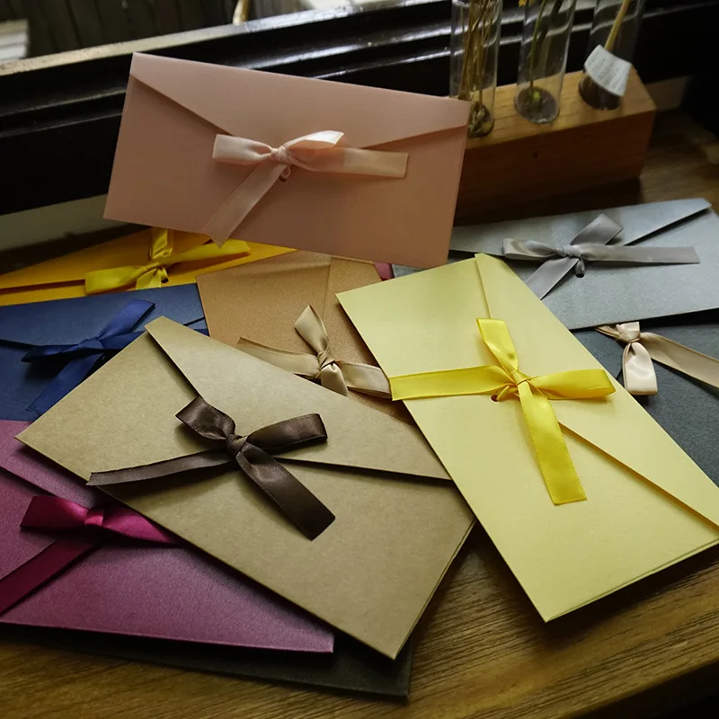 10pcs/batch creative retro color thickened large bow special paper pearl paper envelope postcard large envelope