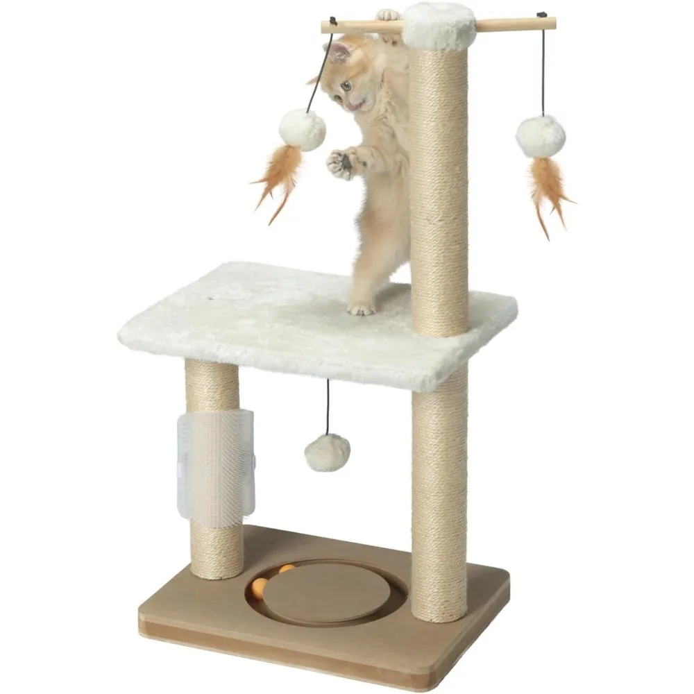 

Когтеточка для кошек 79 см (31 дюйм) высотой, сизалевая, с лежанкой и интерактивными игрушками, вертикальная, для домашних кошек