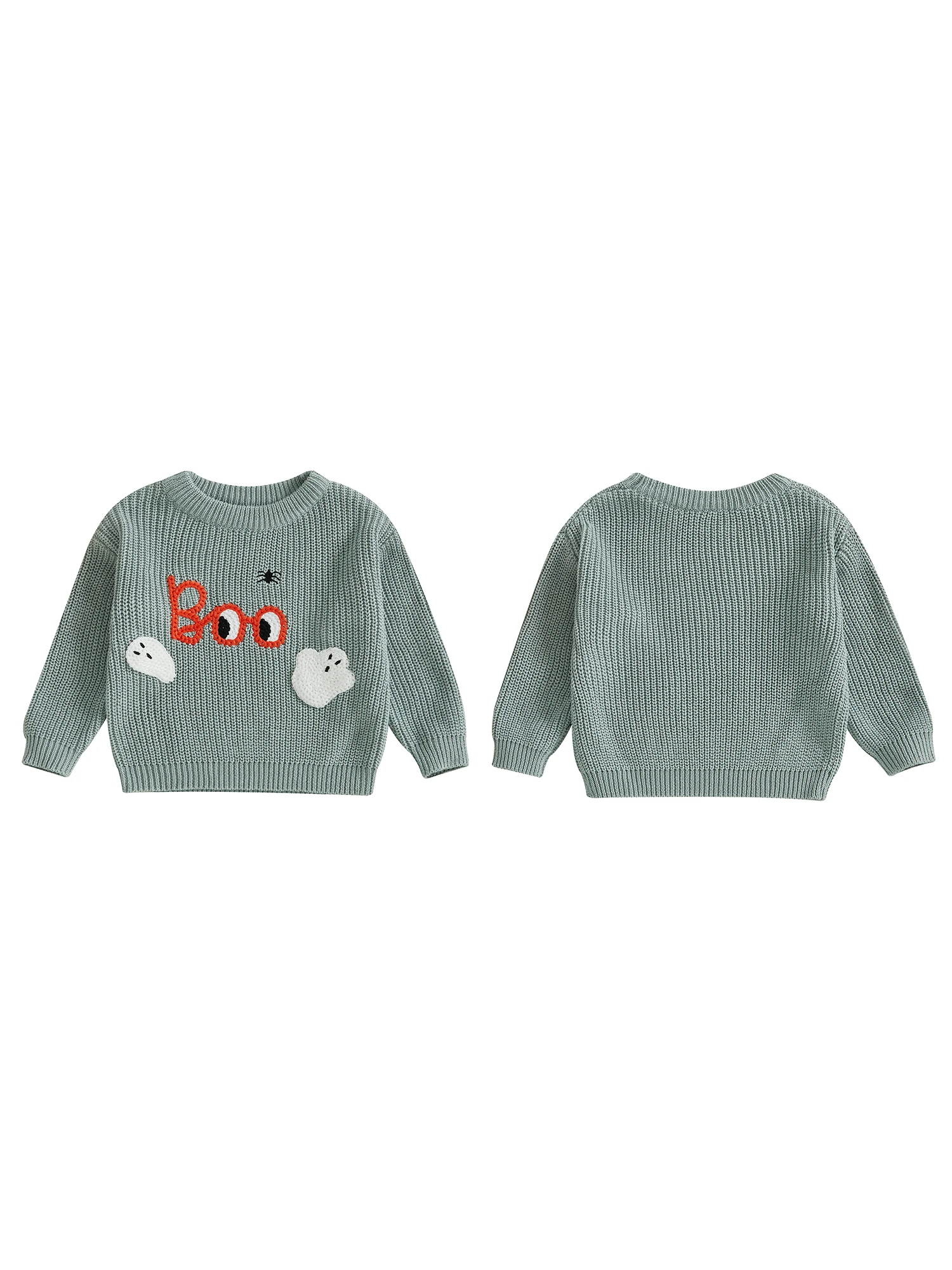 

Toddler Pumpkin Patch Sweater with Spooky Spider Embroidery and Cozy Ribbed Crew Neck for Autumn Festivities