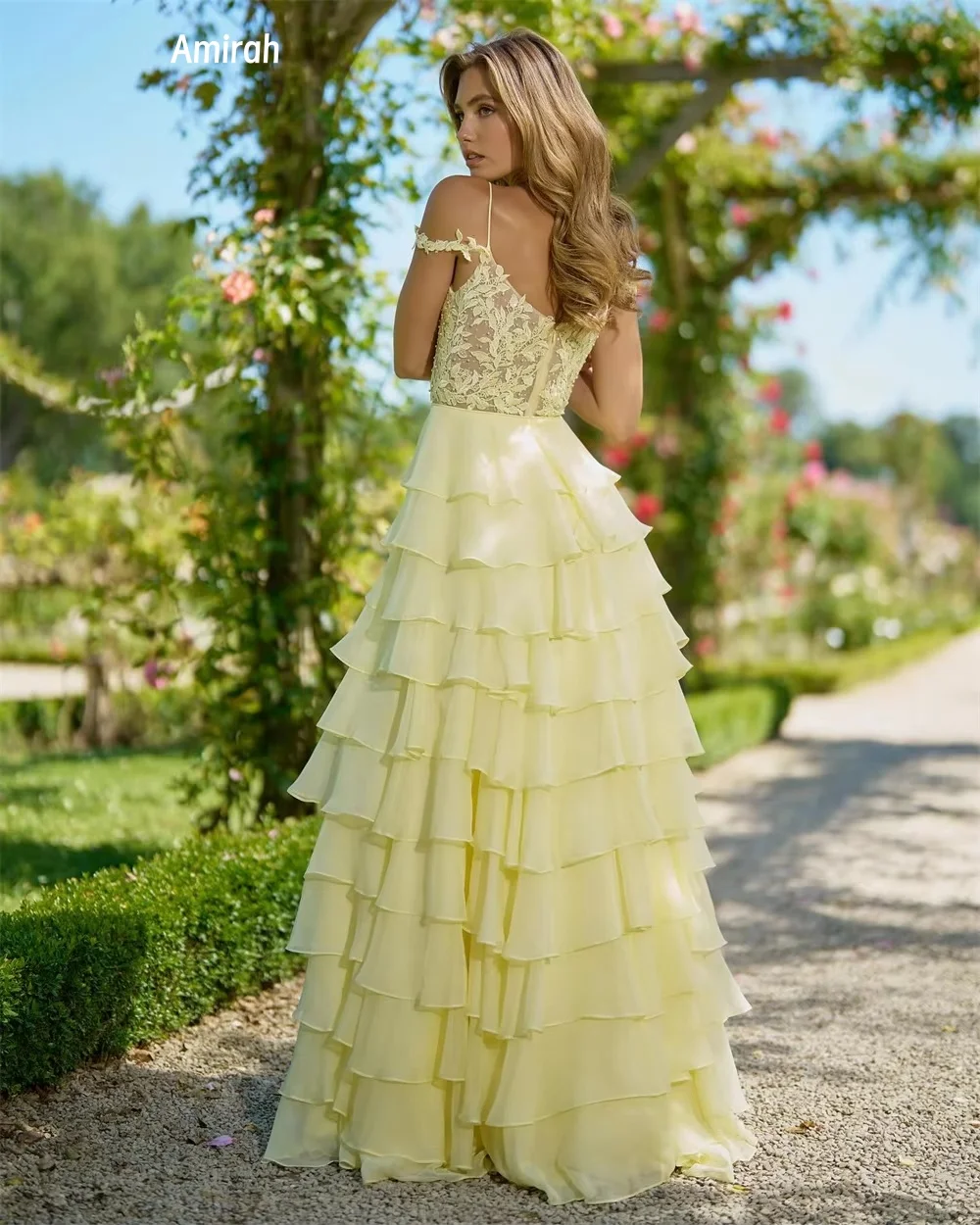 アミラ A ラインロータススカート豪華な女性のイブニングドレス高級 2025 特別なイベントのためのカスタムメイドドレスレースプリントプロム