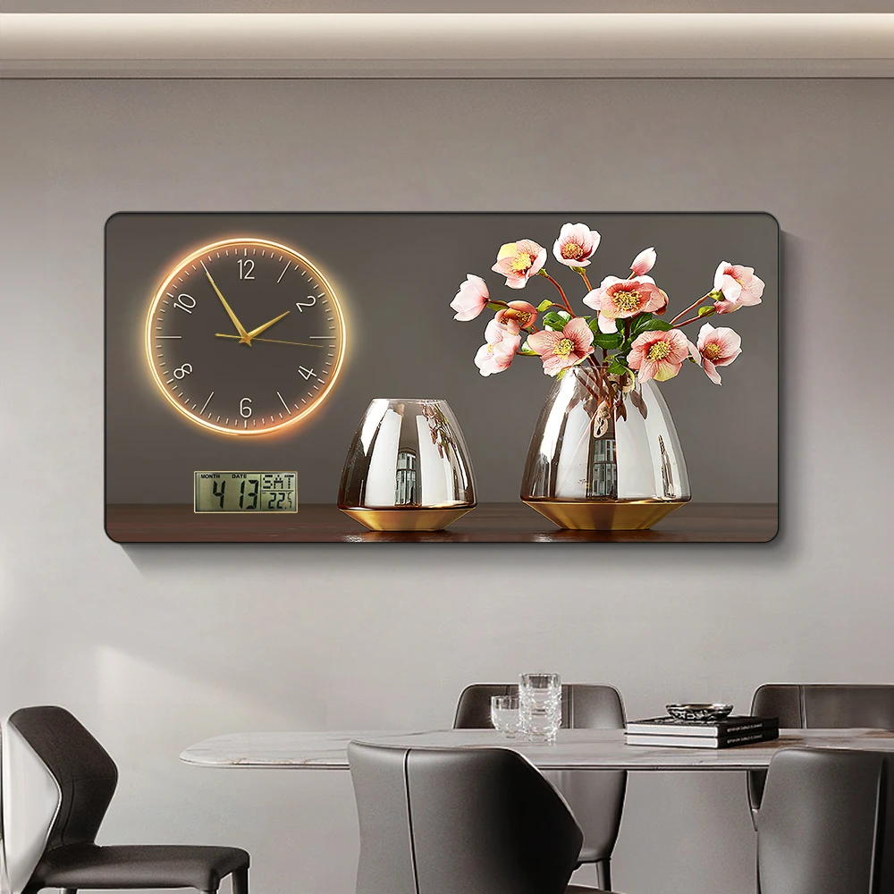 Modern Living Room Dining Room Decoration Wall Clock Fashion Electronic Clock Perpetual Calendar Clock Hanging Pictures