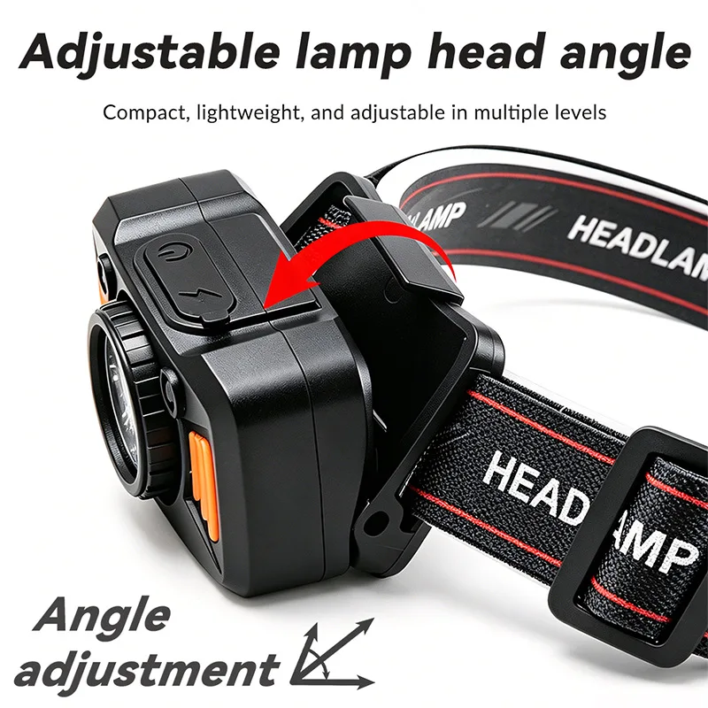 3LED Compact Portable Wave Sensor Headlamp Rechargeable Strong Light Torch for Outdoor Night Fishing Camping Lighting