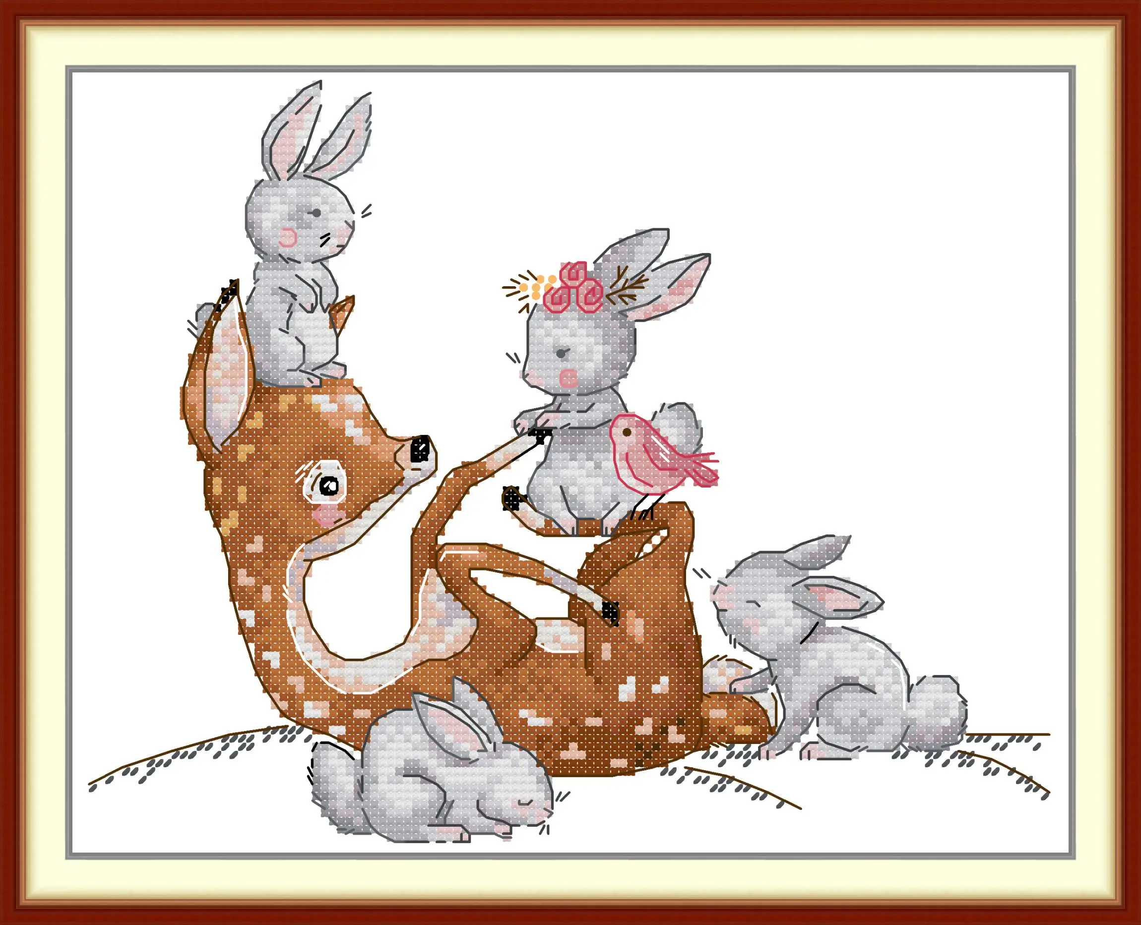 

Maydear Full Cross Stitch Kit,11CT/14CT/16CT/9CT Aida Fabric,DMC Threads Sewing Pattern Embroidery Set-Cute best friend