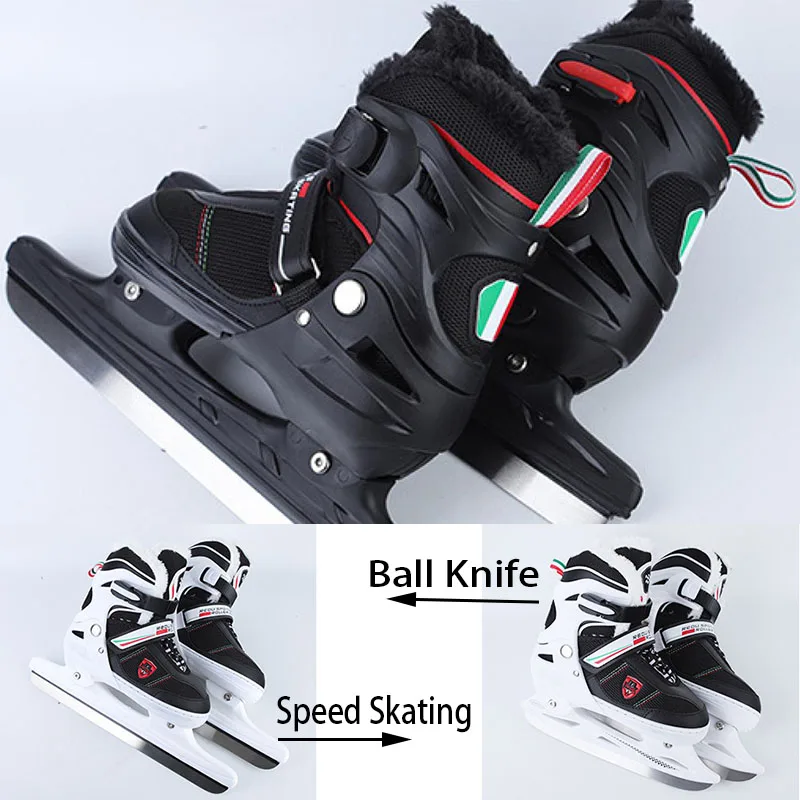 Ice Skate Shoes Thickened Thermal Speed Sliding Skating Blade Ice Hockey Footwear Beginner Adult Teenagers Kids Roller Skate