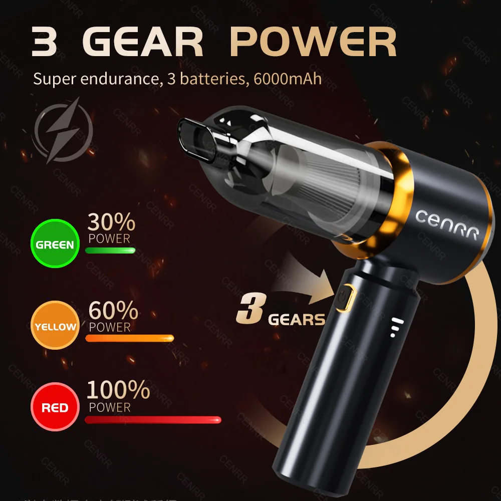 CENRR NEW Car Vacuum Cleaner Mini 998000PA Cordless Powerful for Home Handheld Blower Car Cleaner Portable Car Vacuum Cleaner