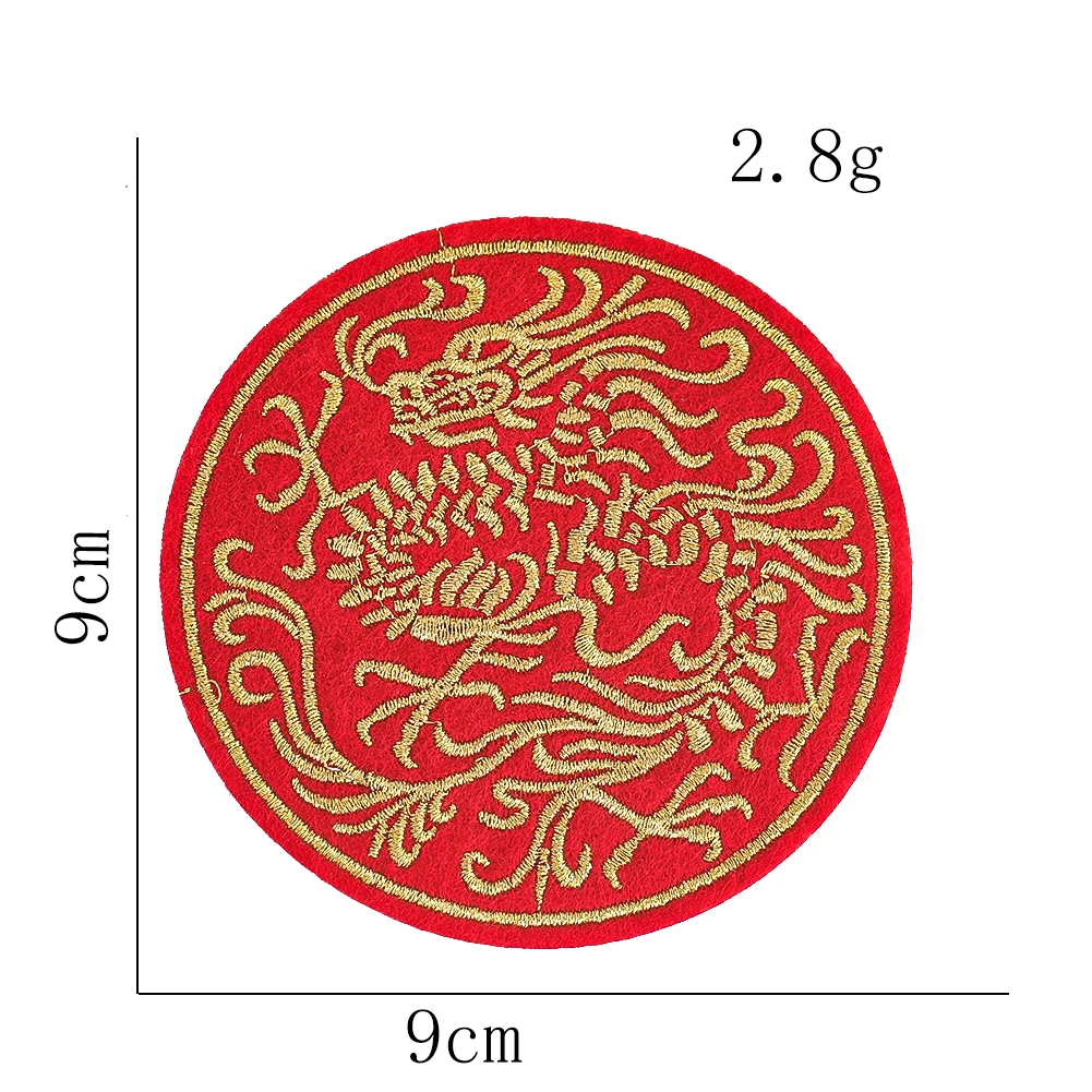 Orientalischer Stil Drachen-Phönix Bestickte Aufbügelbare Patches Glücksverheißende Mythische Bestien-Applikation für Kleidung DIY Handwerk Dekoration – Detail 2