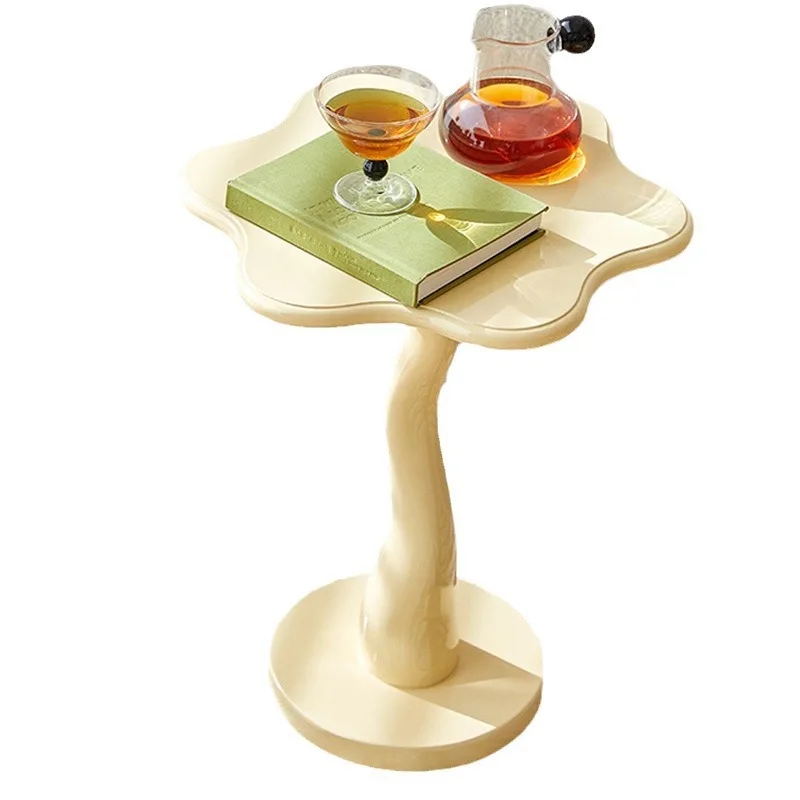 French petal edge coffee table retro ins style living room sofa corner bedroom Italian cream small table milk yellow