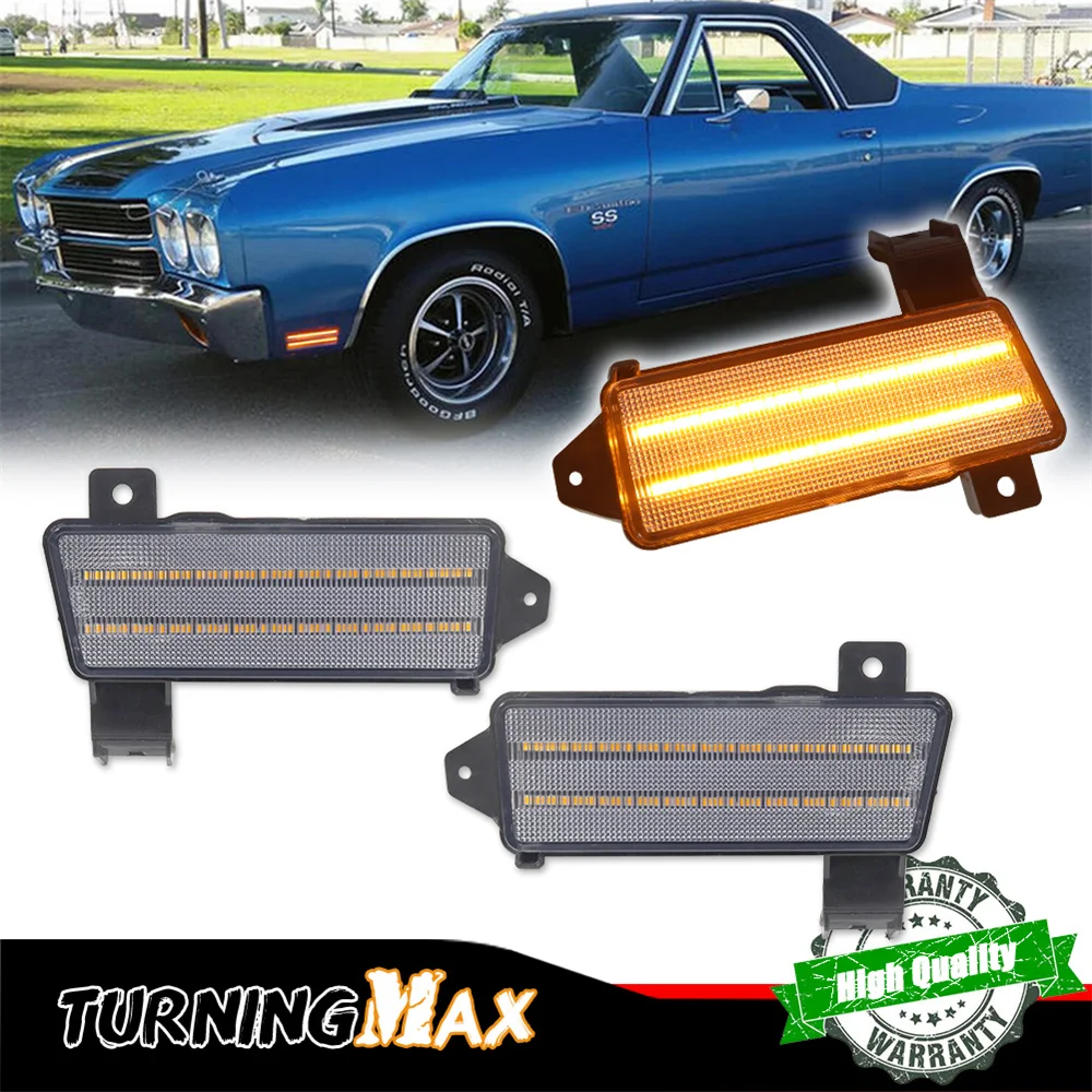 Luces LED para Parachoques Delantero de Automóvil, Luces Laterales de Señal de Giro, Luces de Guardabarros, Luces de Estacionamiento para Chevy Chevelle Malibu El Camino 1970
