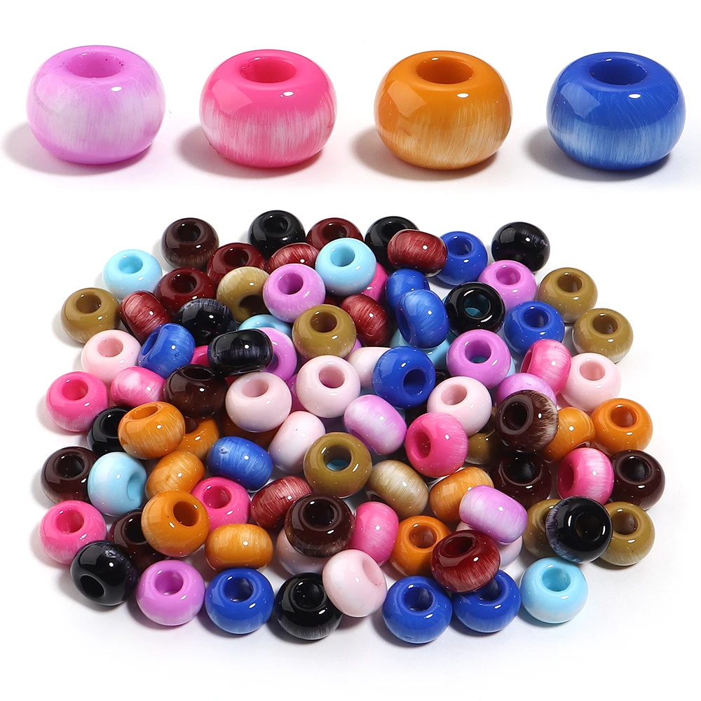 10 Stück 13 x 8,6 mm Abakus-förmige Acrylperlen, gebürstet, großes Loch, lose Perlen für die Schmuckherstellung, DIY-Armband, Halskette, Zubehör