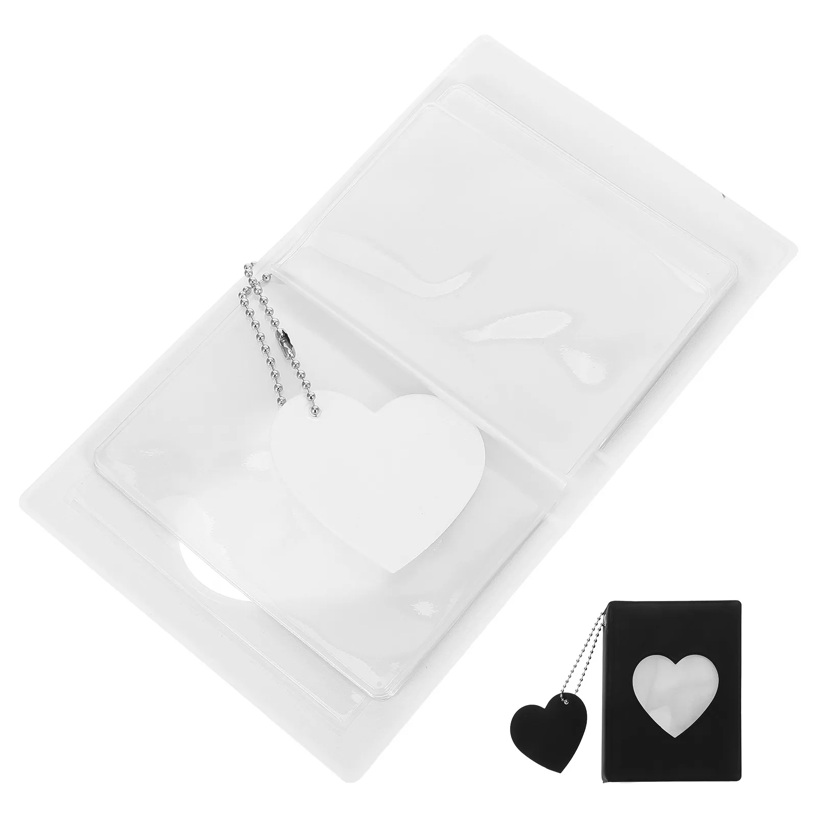 Mini 3 Inch Photocard Binder Heart Cutout Cover 16 Pocket Portable Photo Album Travel Card Organizer