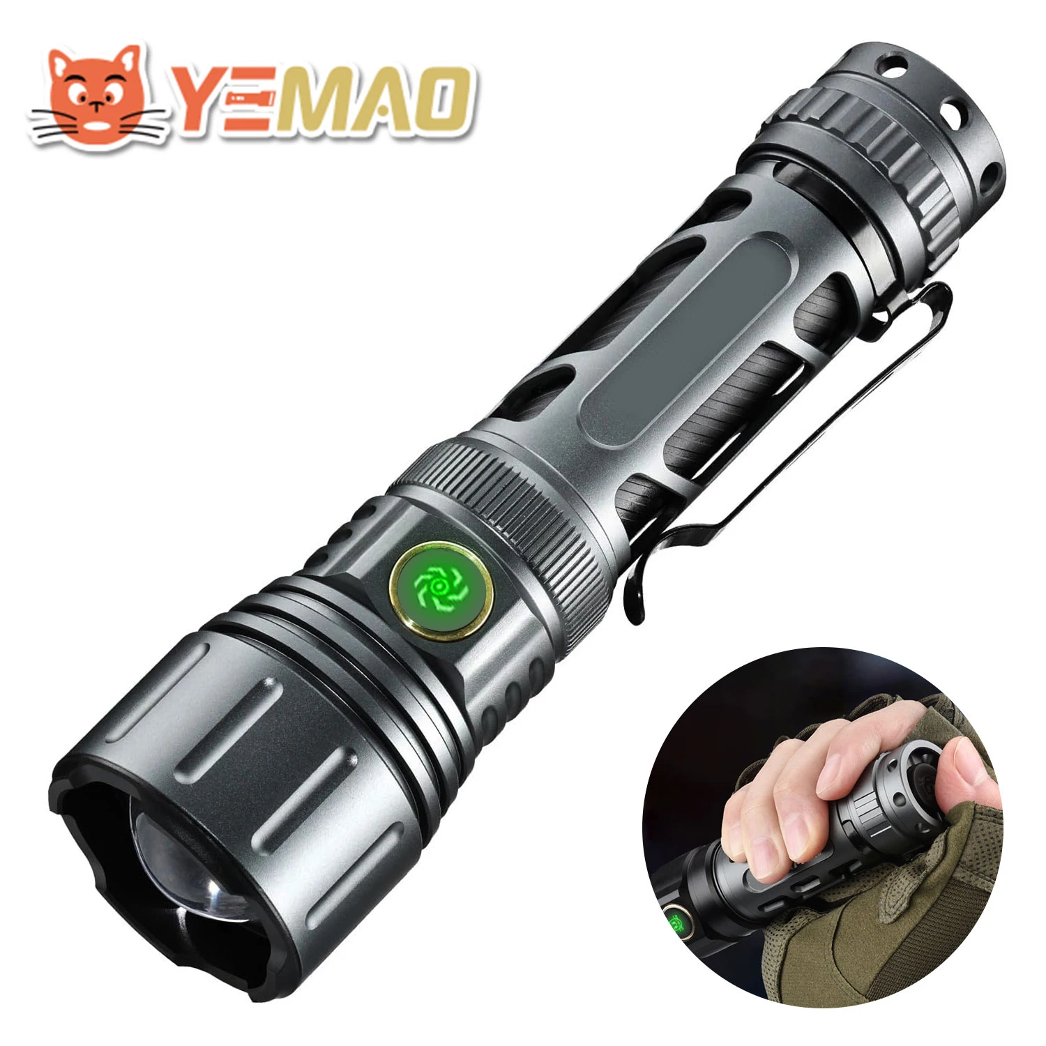 

1200LM Portable High Power Telescopic Zoom Flashlight Built-in 18650 Battery Rechargeable Tactical Emergency Torch With Pen Clip