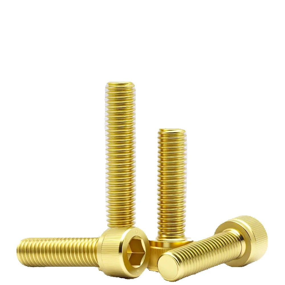 Vis à tête hexagonale M4 M5 M6 M8 M10 DIN912 en acier inoxydable SUS304, plaqué titane bleu et or, vis à clé Allen