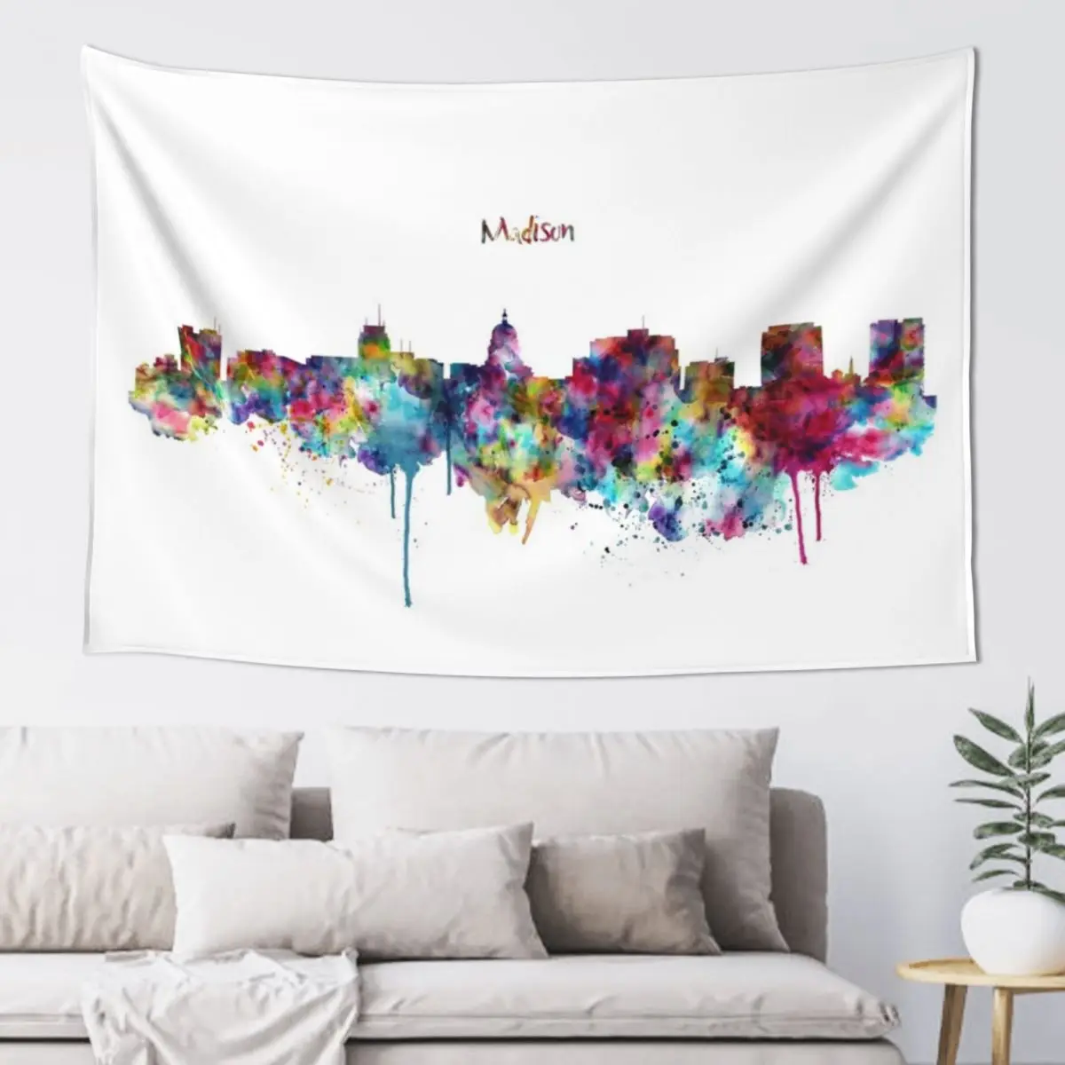 Madison Skyline Silhouette Tapestry Room Decoration Aesthetic Carpet On The Wall Tapestry