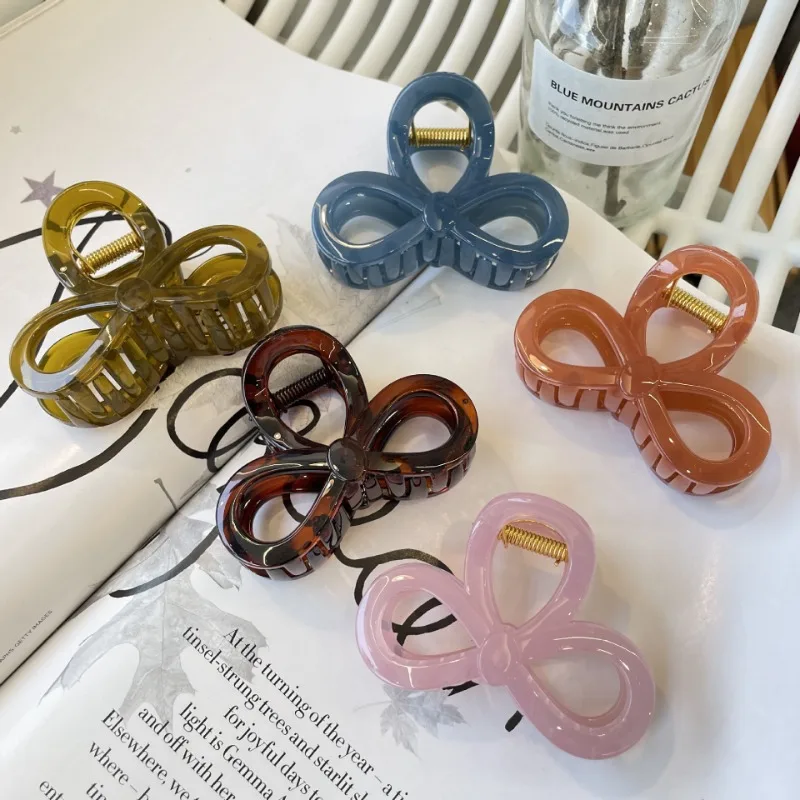 2024 Korean Jelly-colored Bow Hair Claw Clips Headdress for Women Girls Spring Summer Coloured Delicate Hairpin Hair Accessories