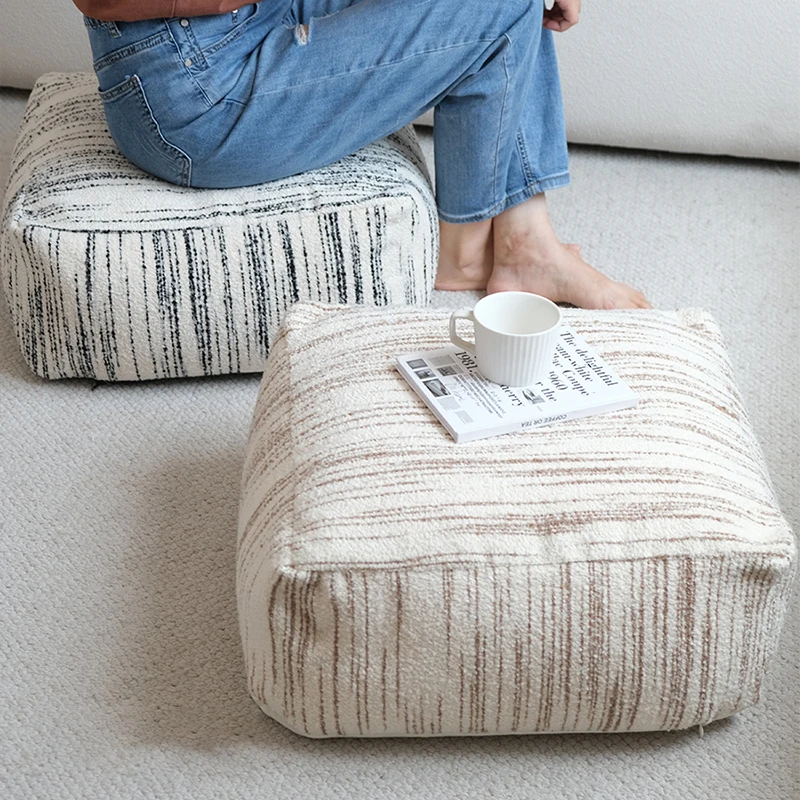 Nordic Style Floor Seat Cushion Cover Ottoman Unstuffed Empty Footstool Meditation Futon Pouf Cover Balcony Tatami Cushion Cover