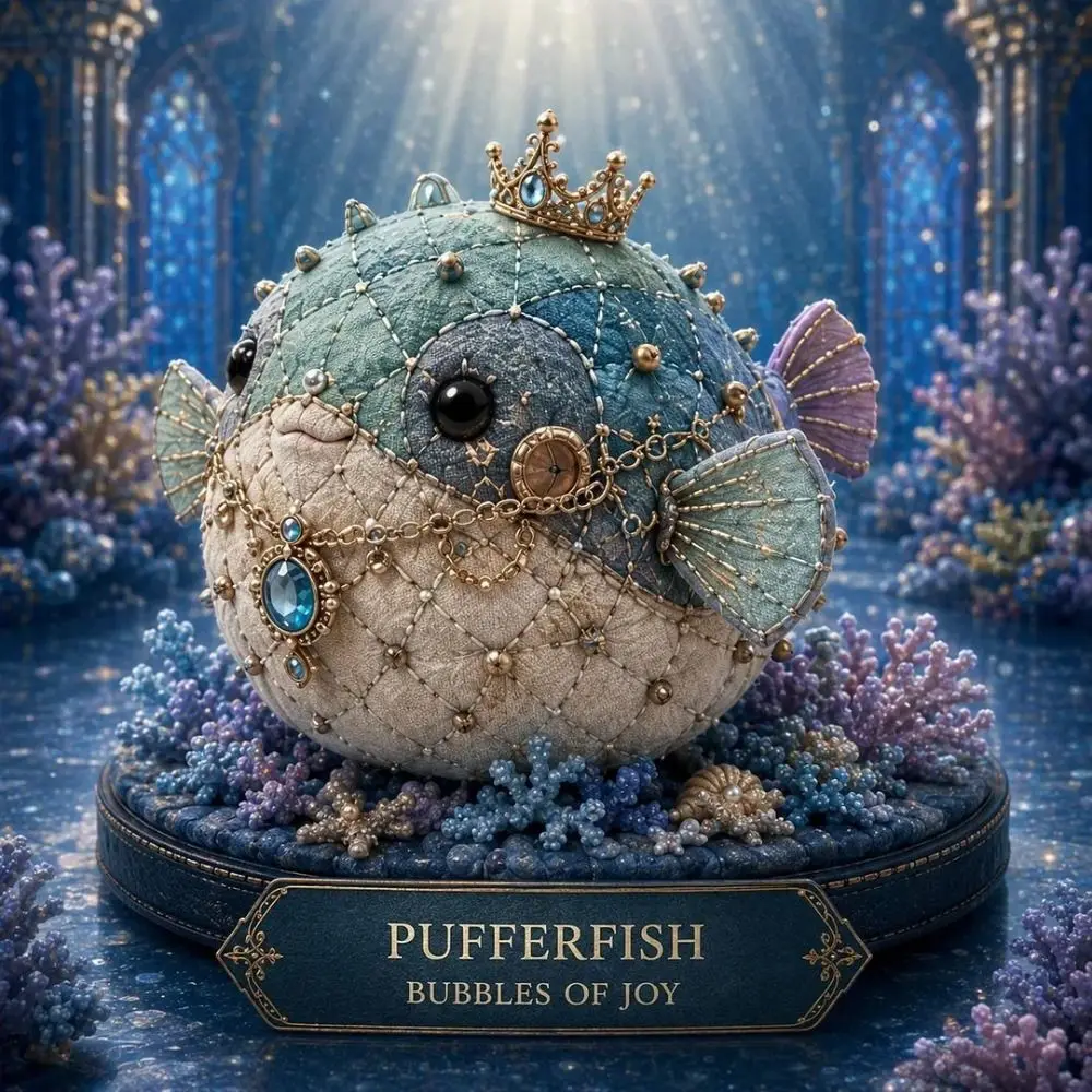 Floral Fabrics Buttons Ocean Animal Patchwork Set Creative Design Material Pack Mystic Ocean Figurine Hanging Kit