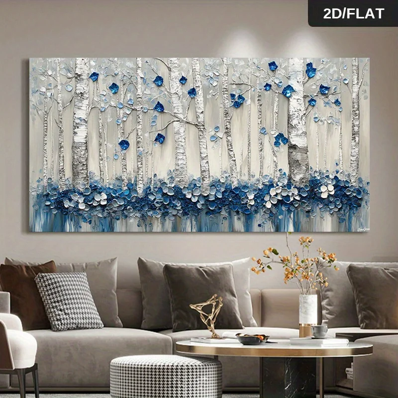 1pc frameless Canvas Painting 2D Flat Modern Abstract White Birch Forest Canvas Wall Art Frameless Minimalist Canvas Prints for