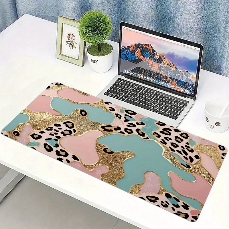 Abstract Leopard Print Desk Mat Large Mouse Pad Non-Slip Rubber Base Office Gaming Mousepad