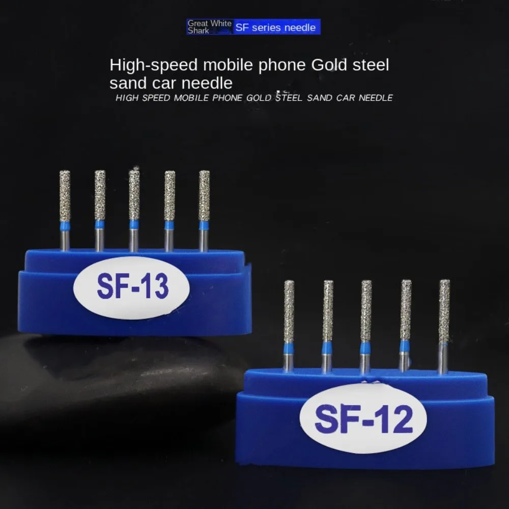 5pcs Bur Set Drill SF Flat Head Straight Drill Diamond Sand Drill Dental Accessories Dental Oral Dental Drills Sturdy